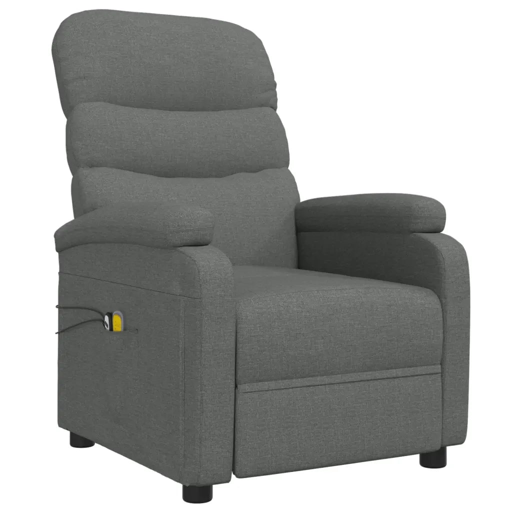 Poltrona Massaggiante | Sedia Relax Elettrica Grigio Scuro in Tessuto