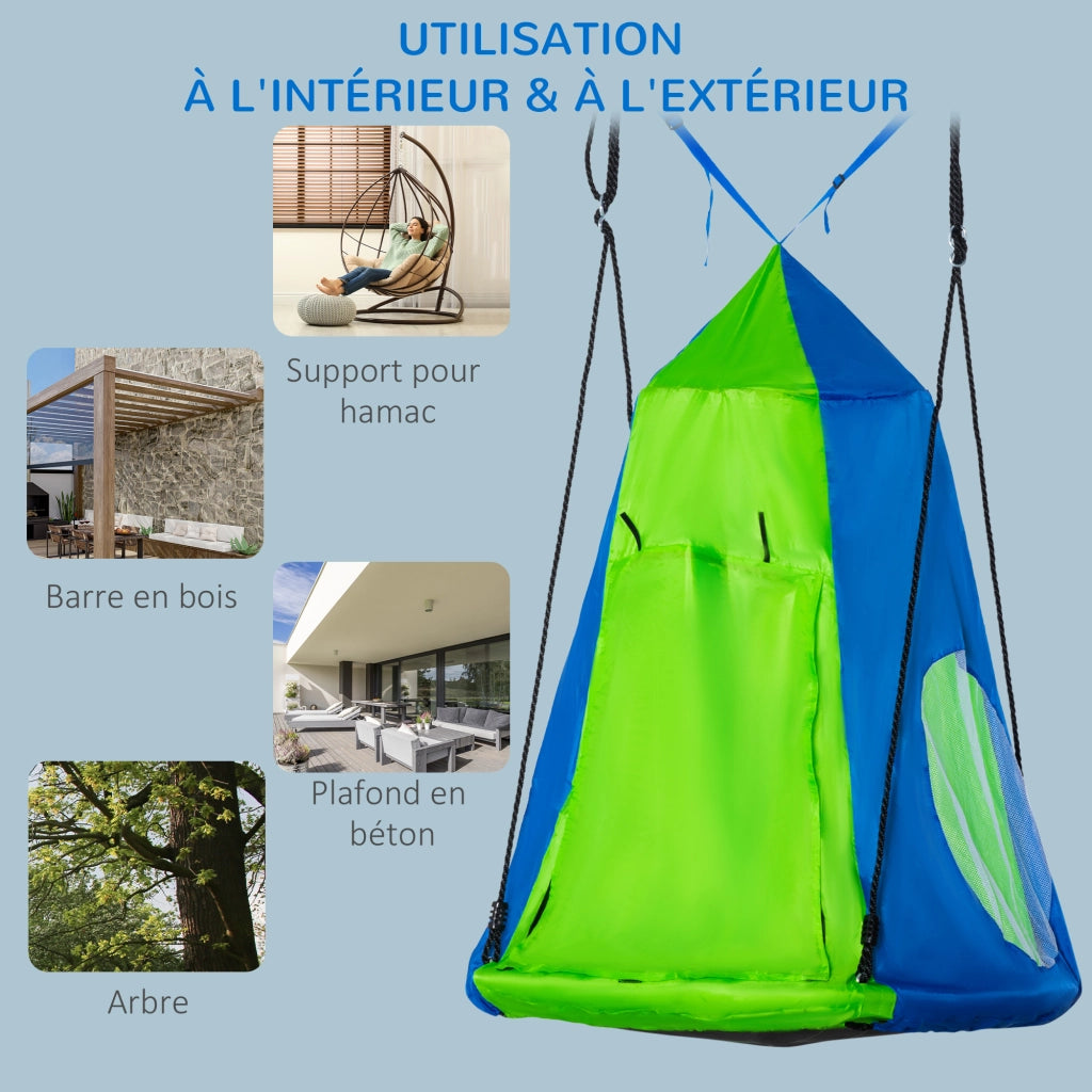 Altalena Nido d'Uccello Rotonda con Copertura ¨C zephmum ¨C Verde e Blu