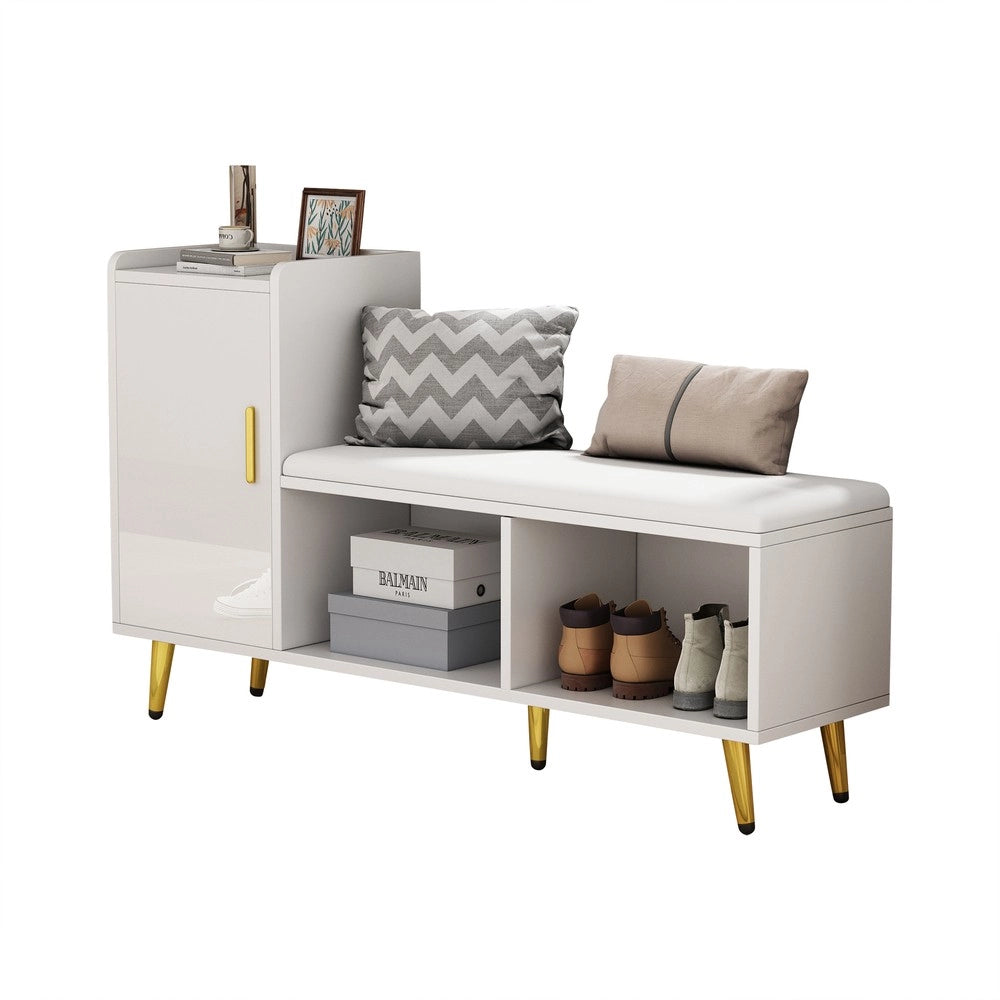 Scarpiera con Panca Imbottita e Ante ¨C MINIMAL ¨C Bianco Lucido, Ingresso