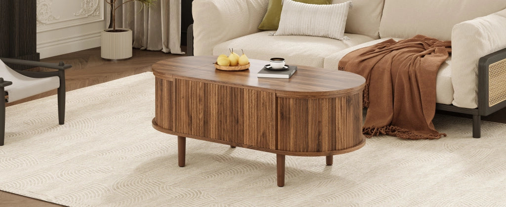 TAVOLINO DA SALOTTO ALZABILE 100x48x53,5 cm MDF Noce