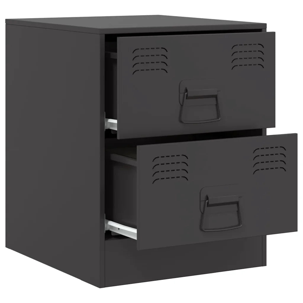 Comodini 2 pz-Set di 2 Tavolino da notte Neri 34,5x39x44 cm in Acciaio 463117