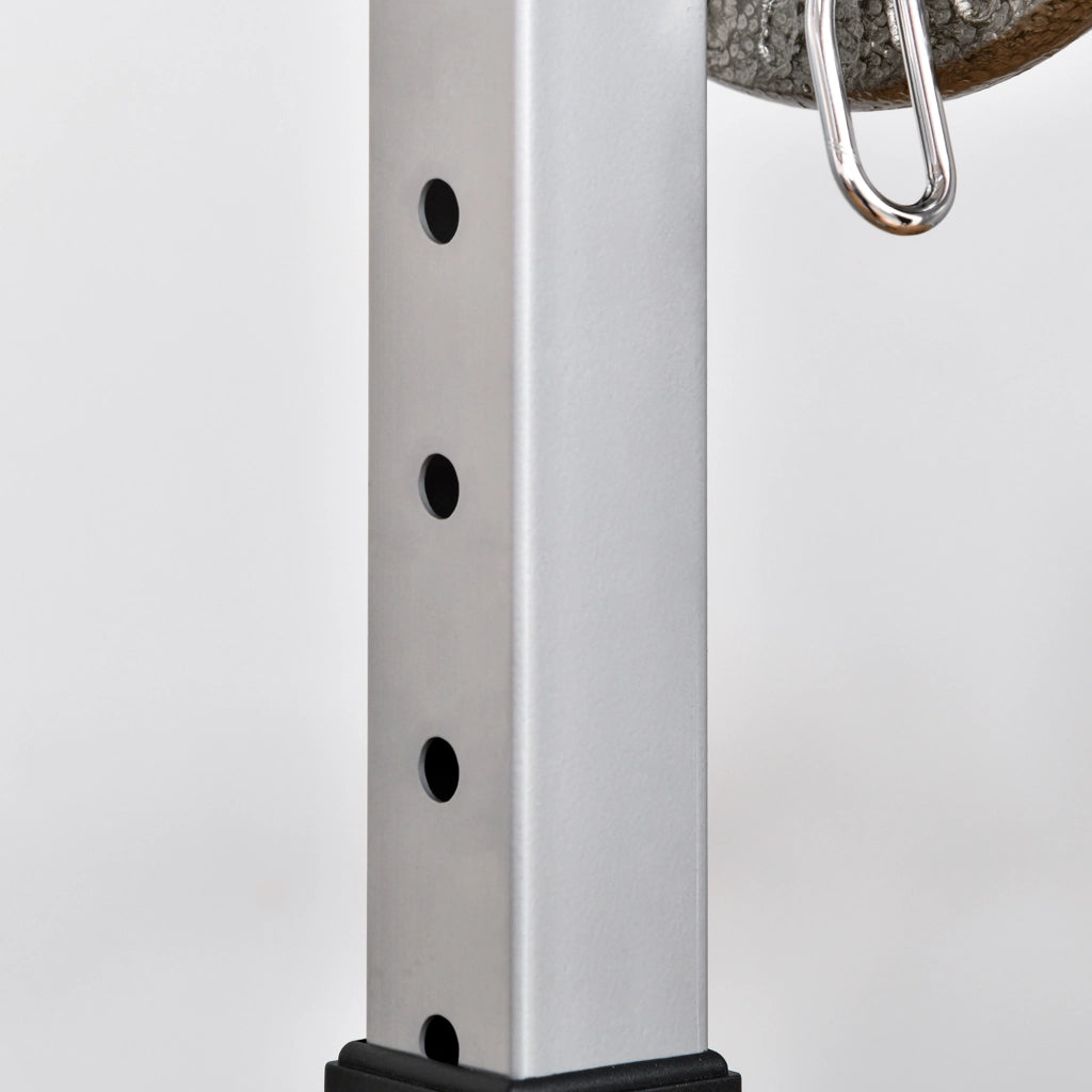 EasyComfort Set 2 Rack Porta Bilanciere in Acciaio, 2 Ganci con Altezza Regolabile, Capacità 150kg, 55x57x105-170cm, Nero