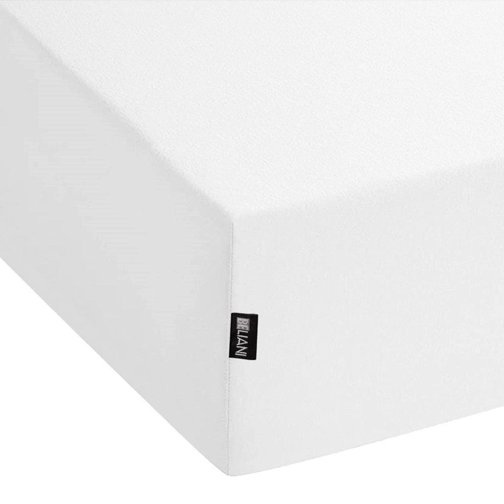 Lenzuolo con angoli cotone bianco 180 x 200 cm coprimaterasso elasticizzato modello classico a tinta unita camera da letto classica