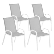 Sedia da giardino impilabile con schienale alto ¨C zephmum ¨C Grigio, rete, acciaio, 4 pezzi