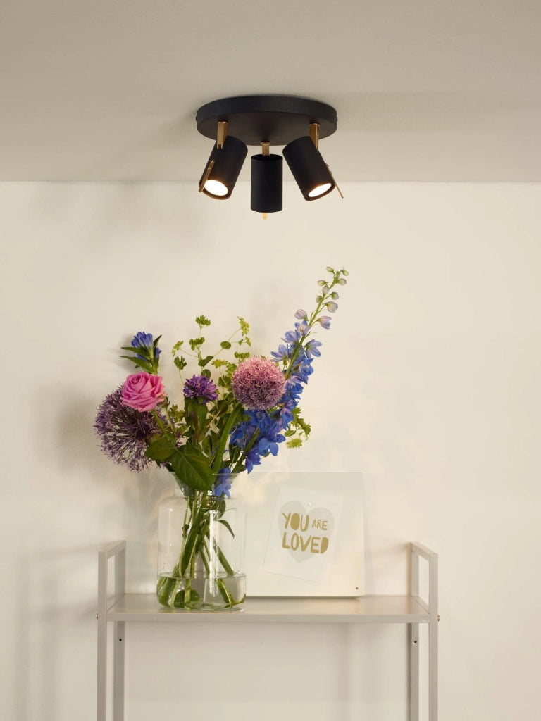 Lucide Grony plafoniera LED nera 3xGU10 5W 2200-3000K