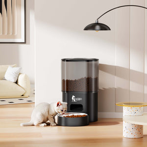 Fudajo Mangiatoia e abbeveratoio automatico per cani e gatti, distributore automatico di cibo da 3 litri e abbeveratoio da 2,5 litri, controllo mangime via app, colore nero
