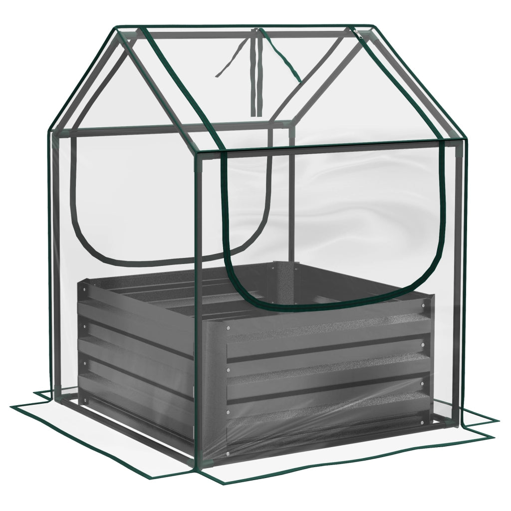 Letto da giardino rialzato con serra ¨C Minimal ¨C 70x70x90 cm grigio scuro