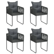 Sedie da Esterni 4 pz con Cuscini in Polyrattan Nere cod mxl 7506