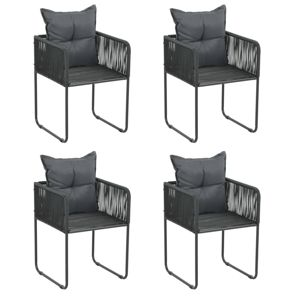 Sedie da Esterni 4 pz con Cuscini in Polyrattan Nere cod mxl 7506