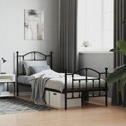 Giroletto con Testiera e Pediera-Struttura Letto Metallo Nero 90x190 cm 854746