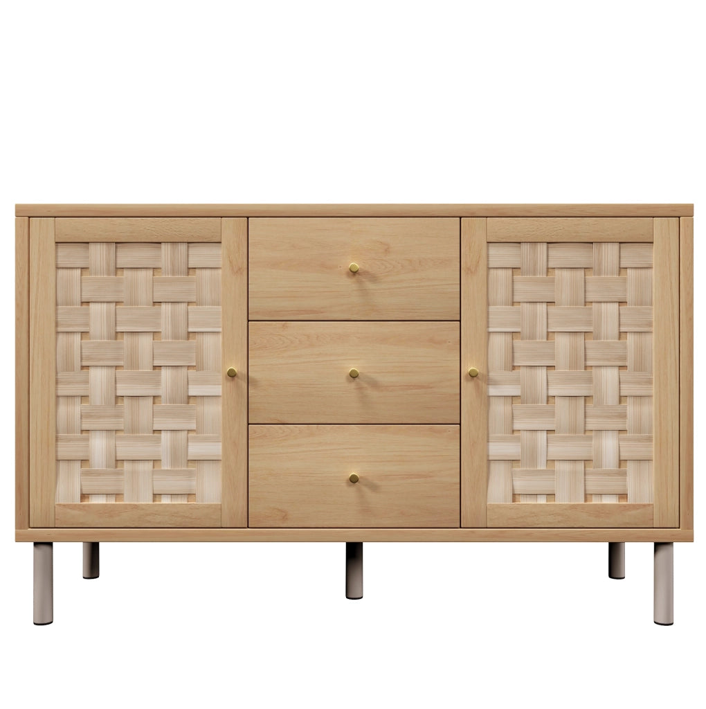 Credenza rustica 120x40x75 cm rovere con 2 ante e 3 cassetti