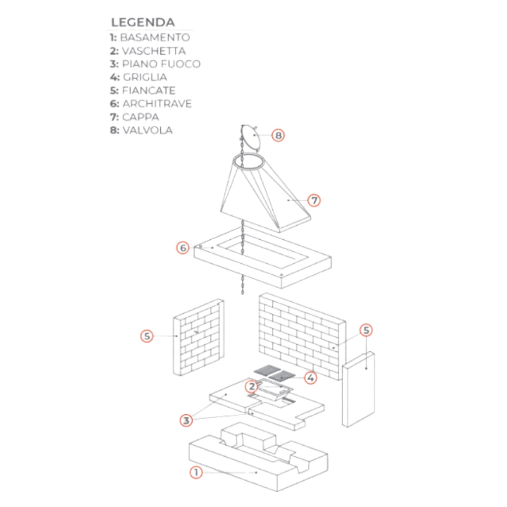 Camino a legna prefabbricato refrattario con focolare semiaperto destra qr100fdx