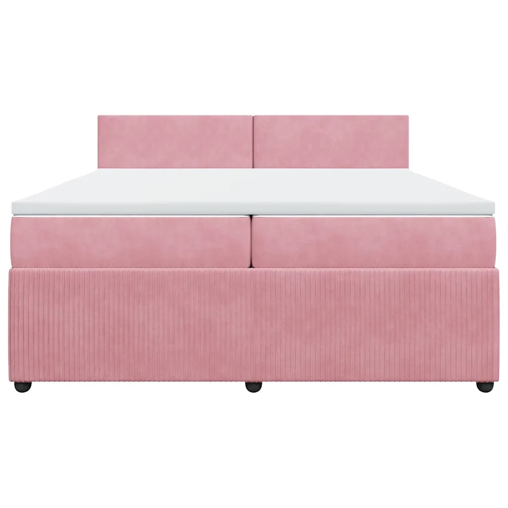 Giroletto a Molle con Materasso Rosa 200x200 cm in Velluto 3290129