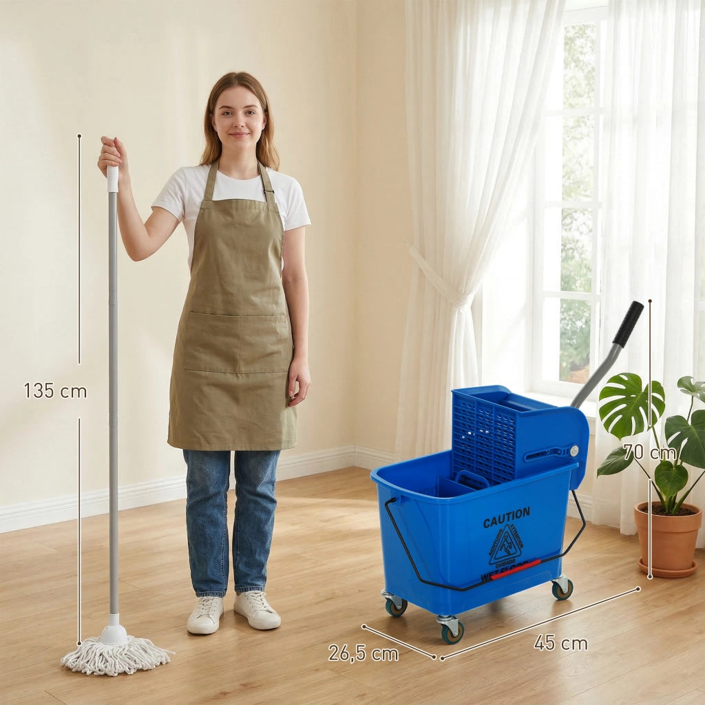 Secchio Lavatoio con Scolapiatti e Ruote ¨C Zephmum ¨C 45x26,5x70 cm Blu