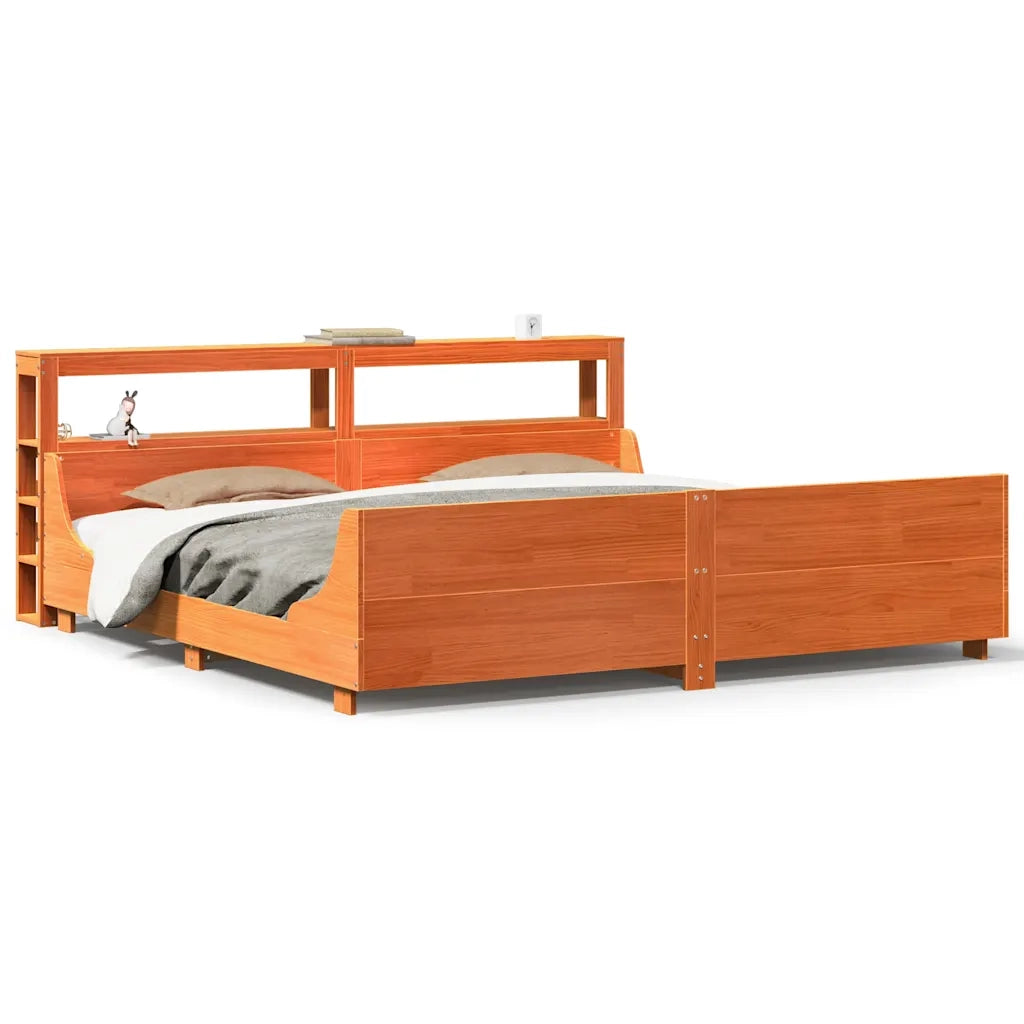Letto senza Materasso Marrone Cera 200x200 cm in Legno di Pino