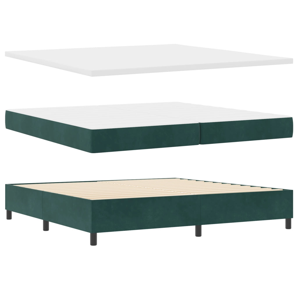 Letto Box Spring con Materasso Verde Scuro 200x200 cm Velluto