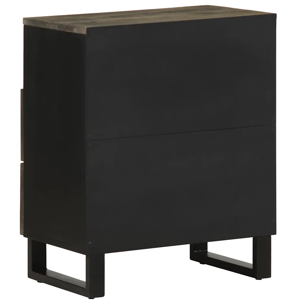 Comodino Nero 50x33x62 cm in Legno Massello di Mango 4017694