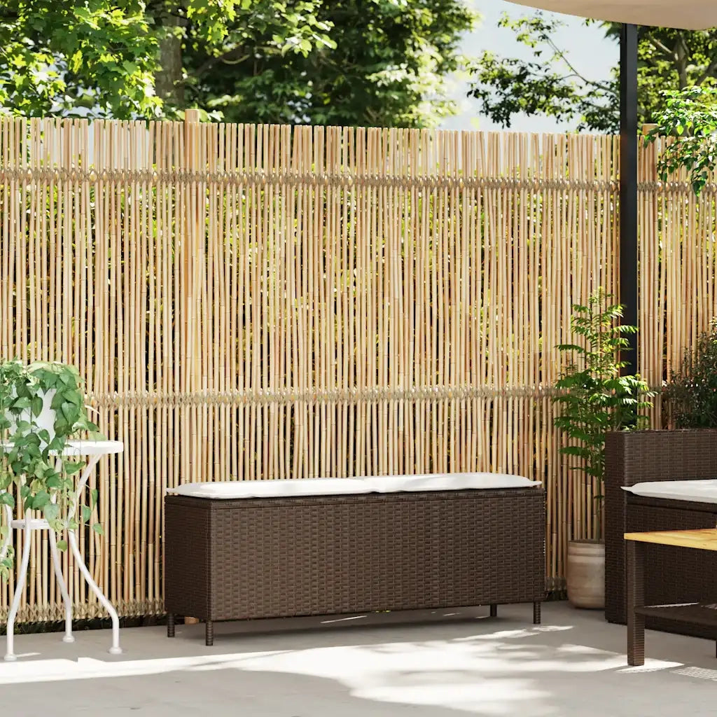 Panchina da Giardino | Panca da Giardino con Cuscino Marrone 110x30x40,5 cm Polyrattan