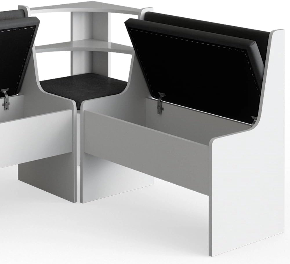 Gruppo panca ad angolo Roman, Bianco, 120 x 120 cm Senza tavolo, adatto per il posizionamento ad angolo in cucine e sale da pranzo
