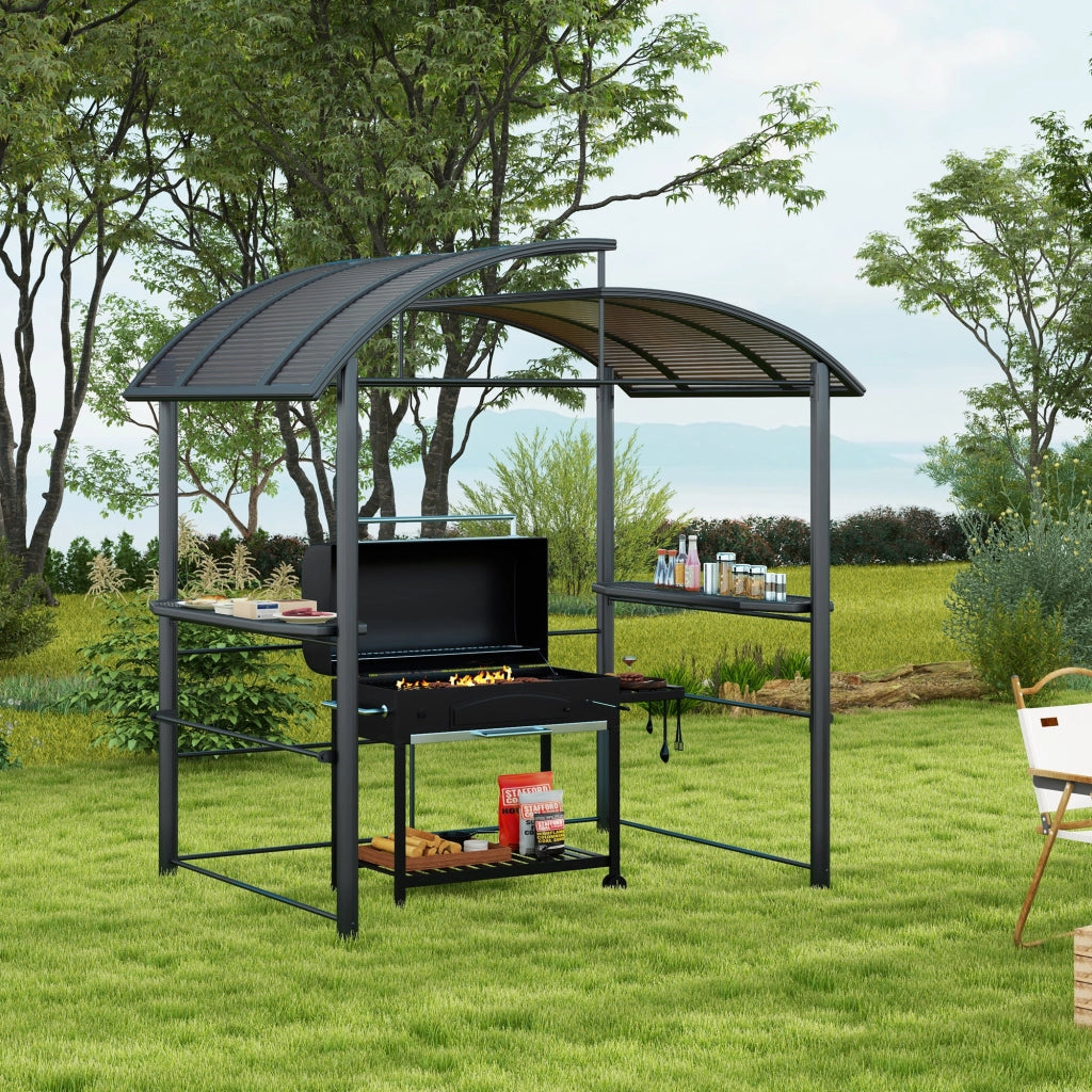 Pergolato da Giardino con Tetto ¨C Zephmum ¨C Grigio Antracite 240x150x230 cm