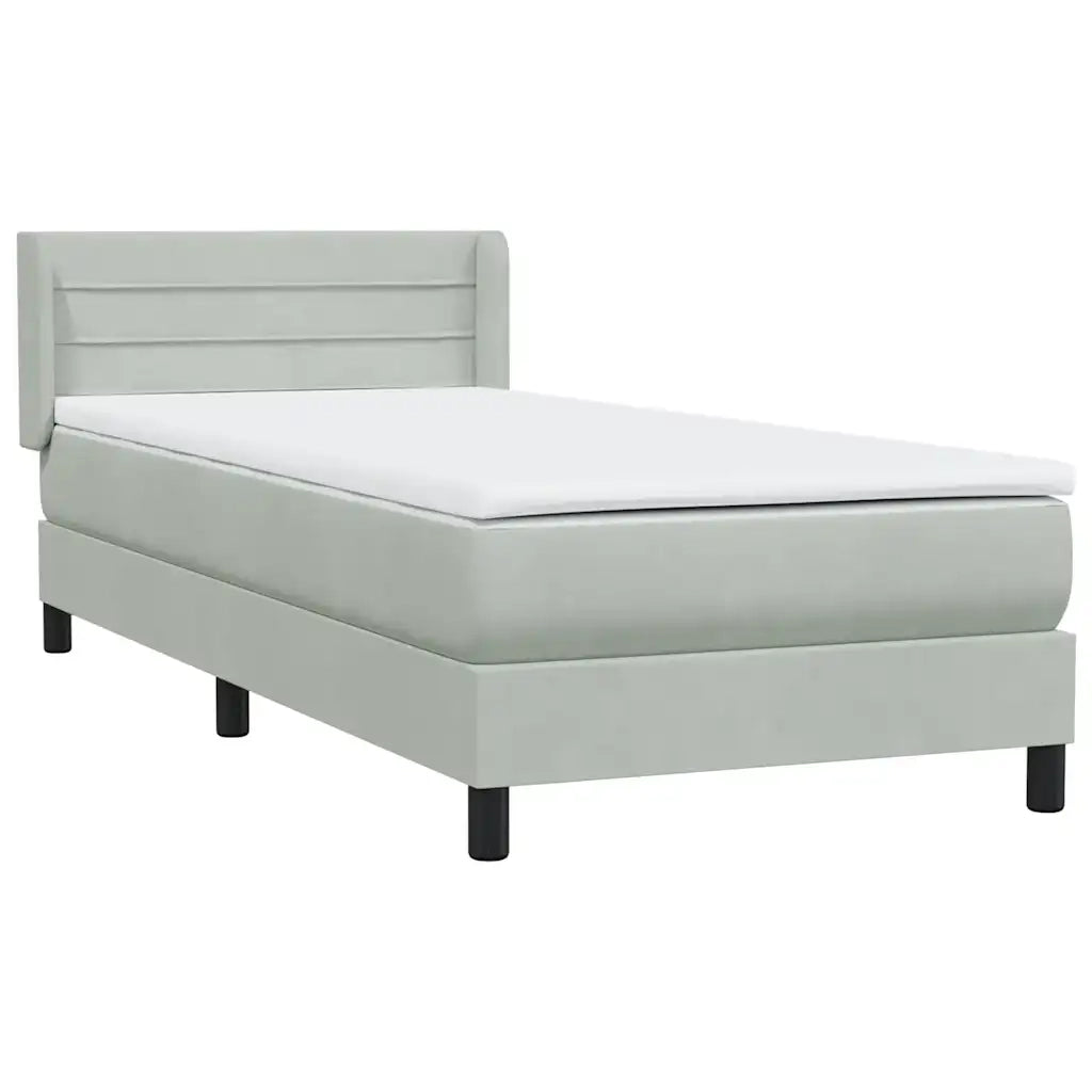 Giroletto a Molle con Materasso Grigio Chiaro 80x220 cm Velluto