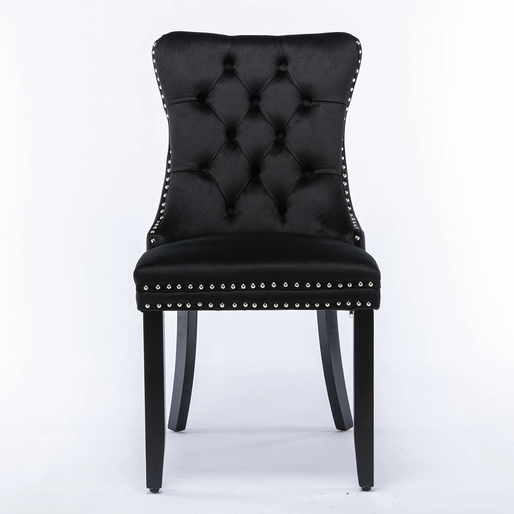 Set 2 sedie Nikki - Xylo - velluto nero gambe legno capitonné