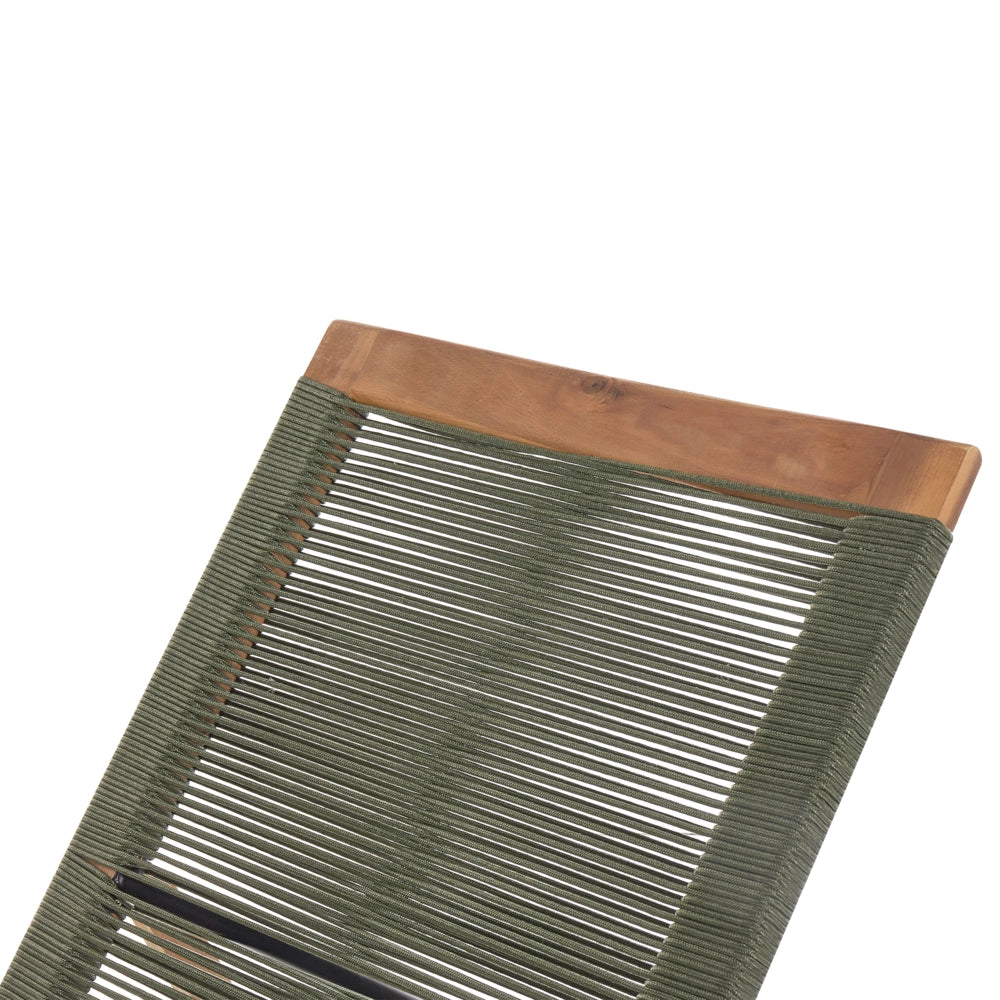 Lettino da giardino per piscina sdraio reclinabile in legno d'acacia corda verde esterno elegante