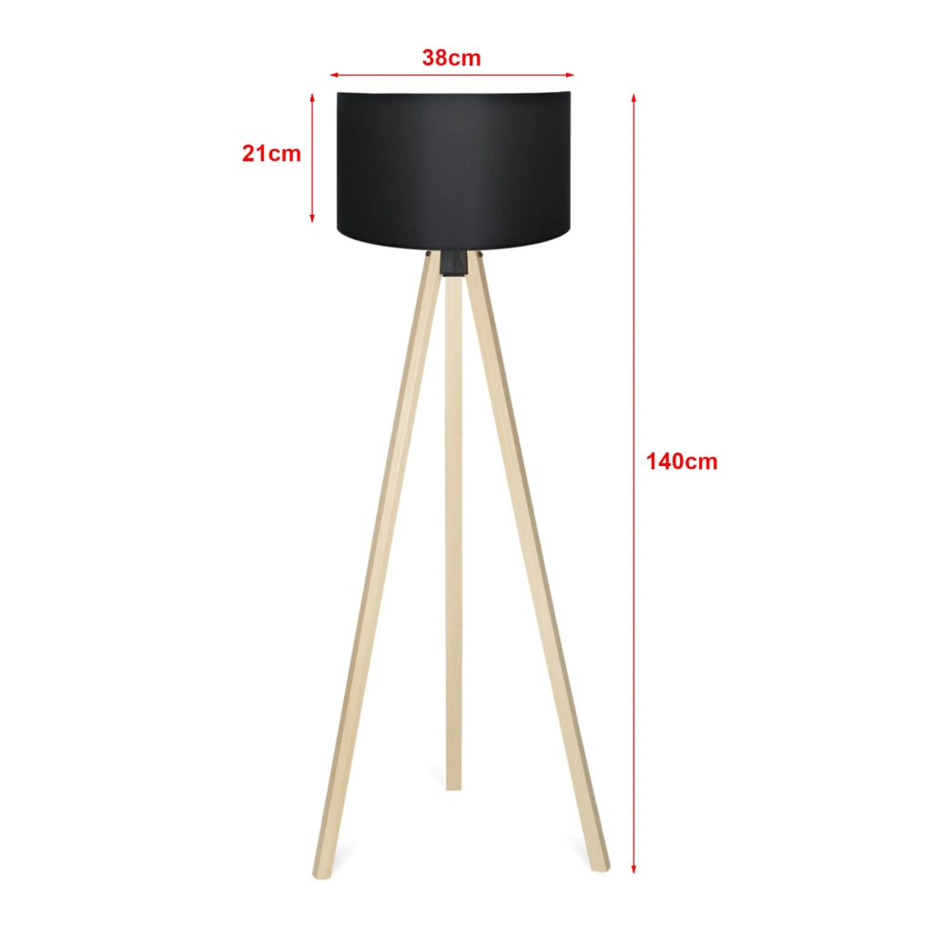 Lampada da terra plafoniera altezza 140 cm attacco E27 effetto legno/nero 03_0007292