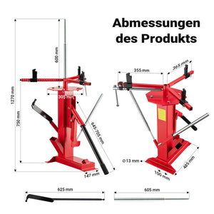 Smontagomme universale manuale per pneumatici fino a 21" auto e moto