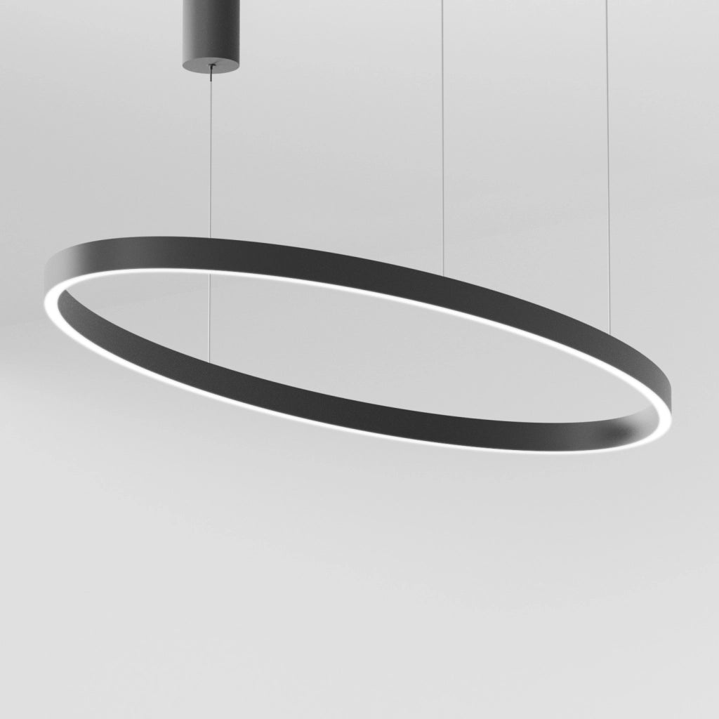 Lampada a Sospensione CRISEIDE S/1G OVAL LED 100W 5100lm 3000K dimmerabile alluminio Nero satinato - Gealuce
