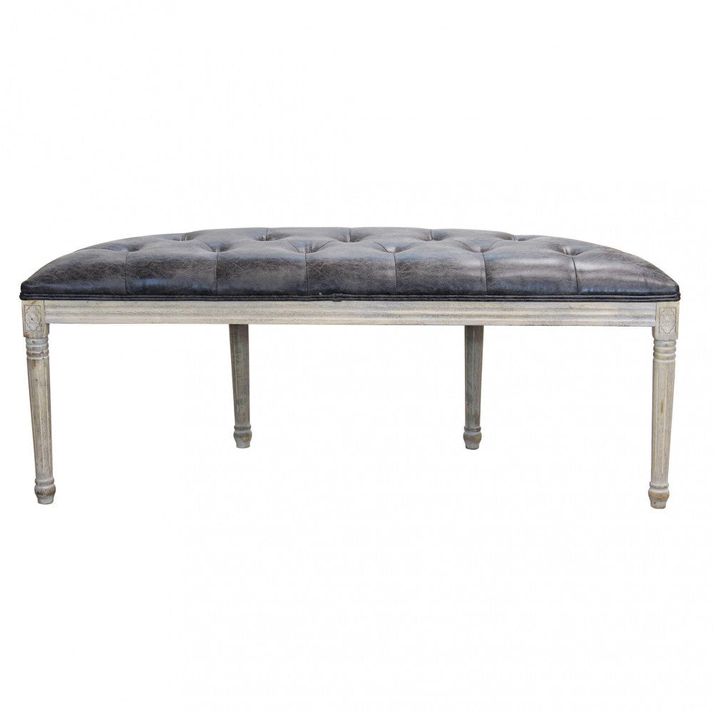 Panca Margi in in Ecopelle Vintage Grigio 125x45x48 h cm in Legno Tortora