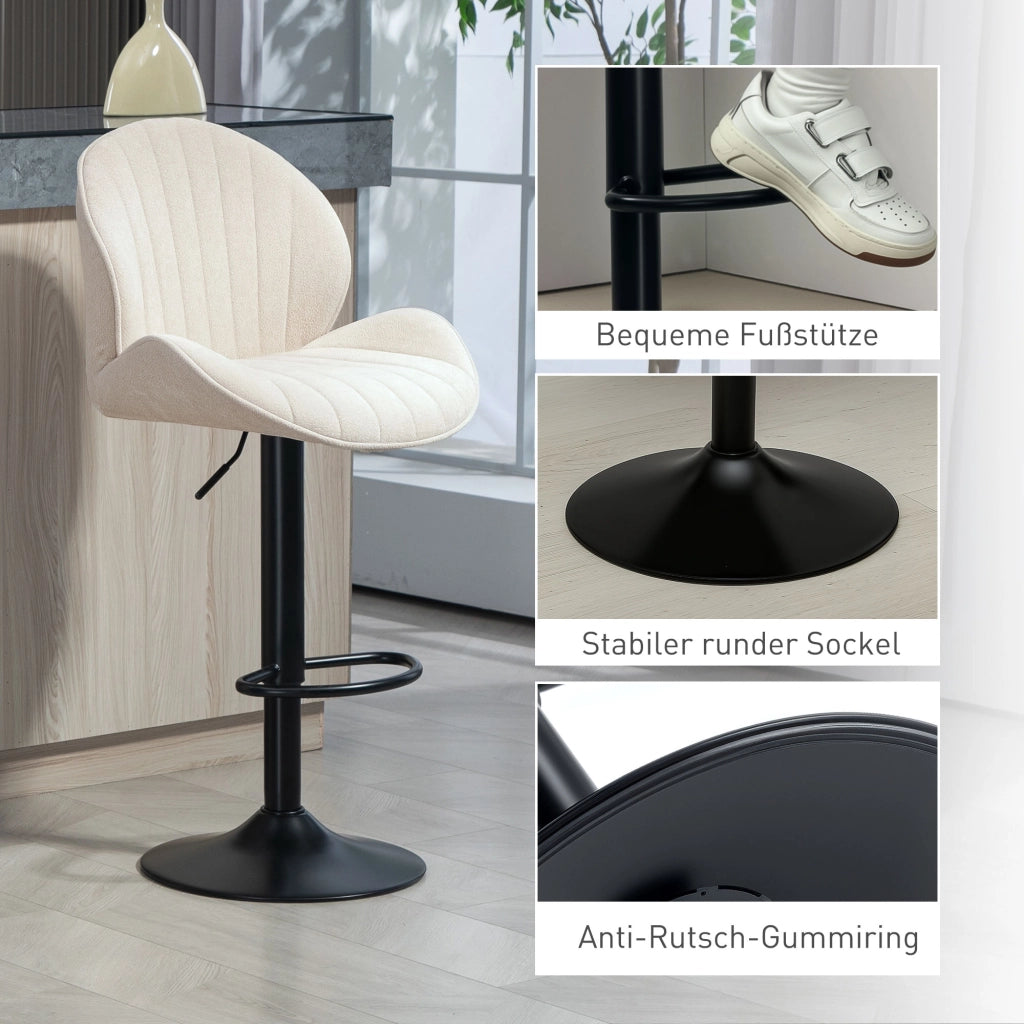 Set 2 sgabelli da bar imbottiti ¨C zephmum ¨C tessuto beige, altezza regolabile, girevoli