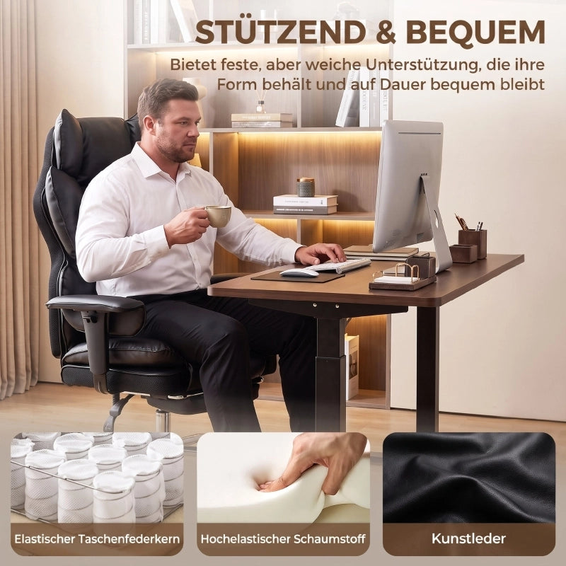 SEDIA UFFICIO Reclinabile 62 cm Similpelle Nera