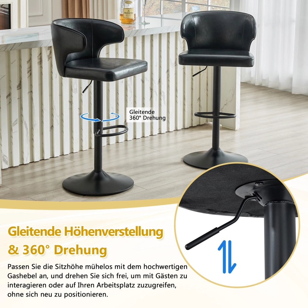 SEDIA BAR Regolabile 85-110 cm Girevole PU Nero