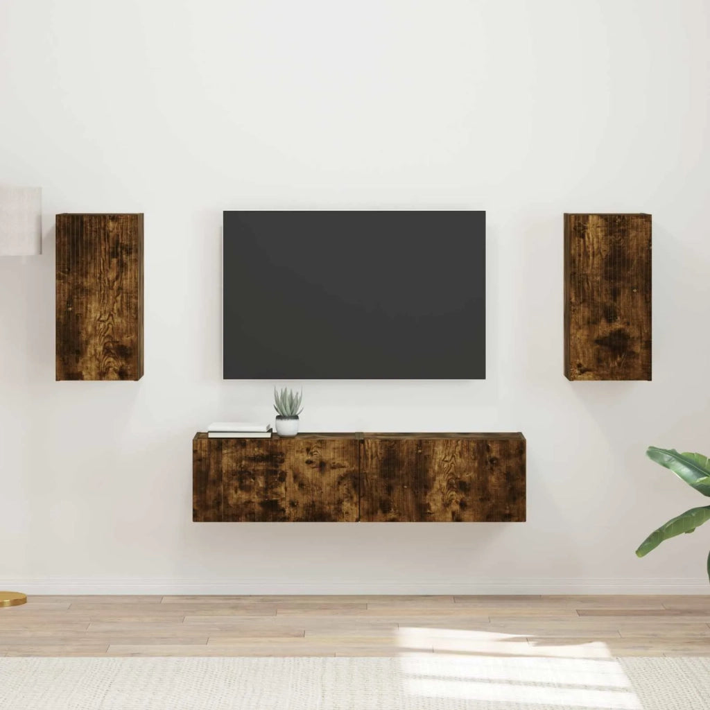 Set mobile TV 4 pcs Rovere fumé Legno multistrato