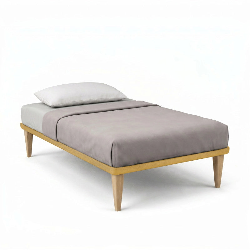 Letto imbottito Singolo 80x200 cm Tessis - Con rete,Microfibra,Ocra