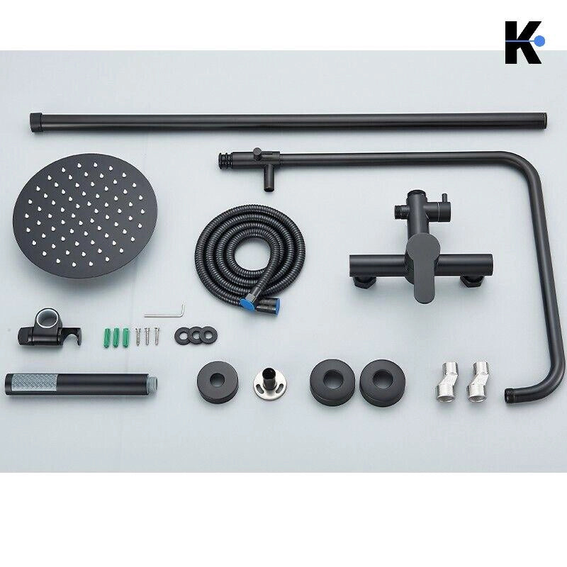 JANA | Set doccia a pioggia Premium nero opaco | Sistema doccia di design per rubinetteria doccia | Miscelatore doccia completo di doccetta