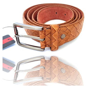 Trade Shop - Cinta Cintura Uomo Pelle Marrone A-533 Elegante Glamour Fashion Squame -