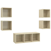 Set Mobili TV 5 pz | Armadietto TV | Mobile Porta TV Rovere Sonoma in Legno Multistrato
