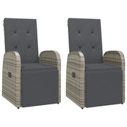 Sedie Reclinabili da Giardino con Cuscini 2 pz | Sedie da Esterno Grigio Polyrattan