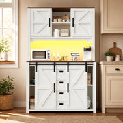 SCAFFALE CUCINA 115x40x174,7 cm Bianco con LED e ante scorrevoli