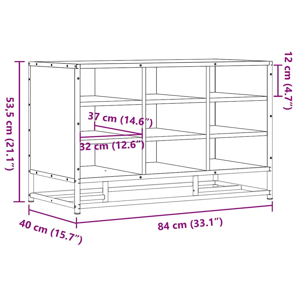 Scarpiera Nera 84x40x53,5 cm in Truciolato e Metallo 849229
