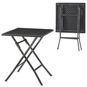 Tavolo da Picnic Mark Pieghevole 61,5 x 61,5 x 73 cm Nero Effetto Rattan [en.casa]