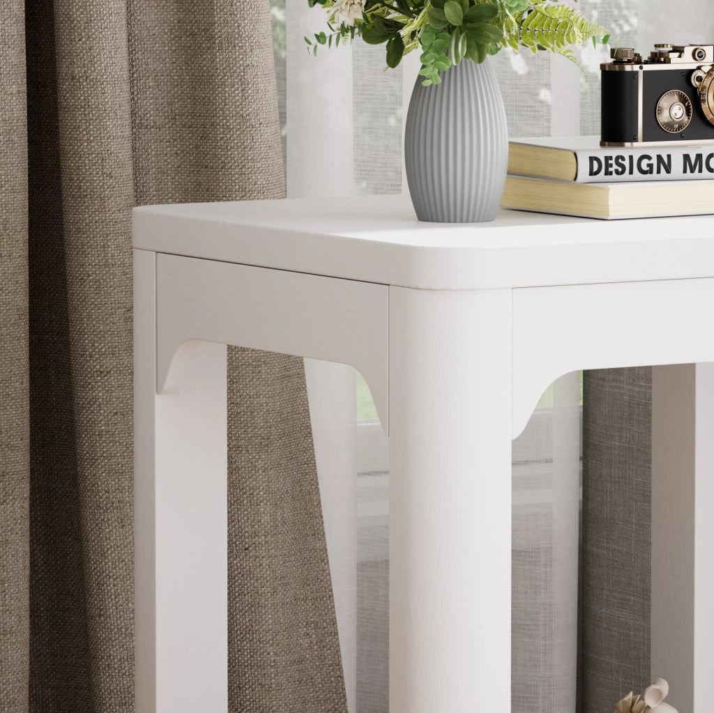 Set di 2 tavolini con ripiano doppio in MDF bianco