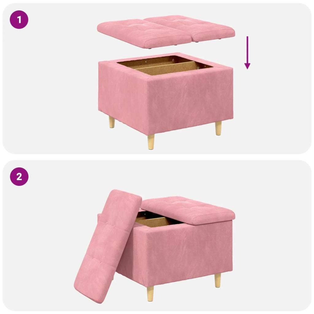 Pouf contenitore con cuscino Rosa 60 x 60 x 45 cm Velluto