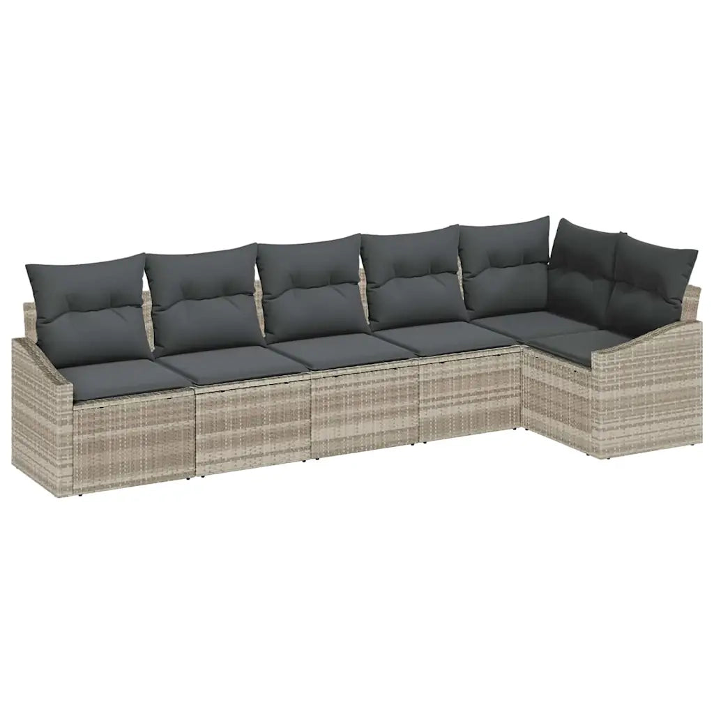 Set Divano da Giardino 6 pcs Grigio chiaro polyrattan 3355411