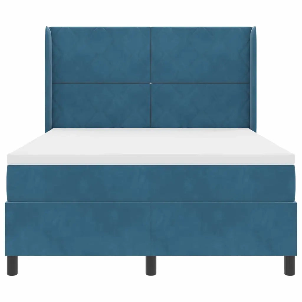 Letto con Box Springs LED e Materasso Blu 140 x 190 cm Velluto 3343920
