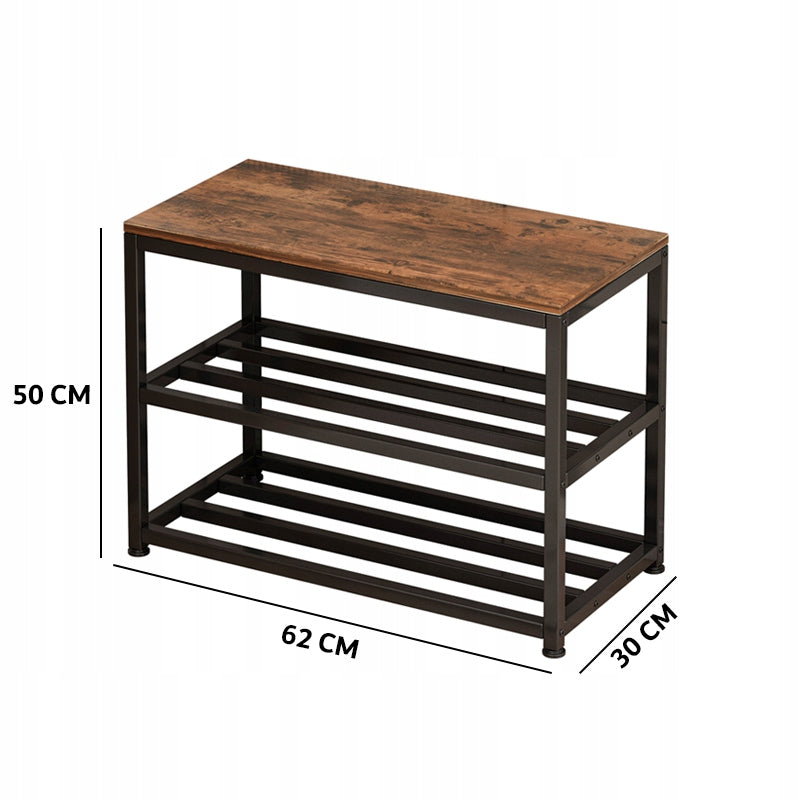 Armadio per scarpe con seduta, ampio ripiano industriale loft in legno retrò 62 cm