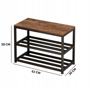 Armadio per scarpe con seduta, ampio ripiano industriale loft in legno retrò 62 cm