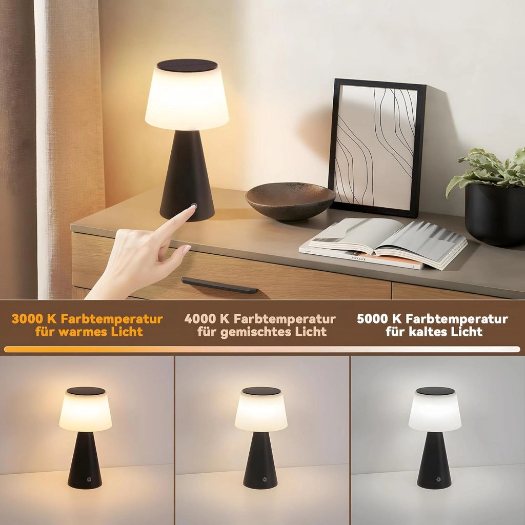 ZMH Lampada da tavolo LED wireless solare batteria moderna dimmerabile per soggiorno giardino comodino